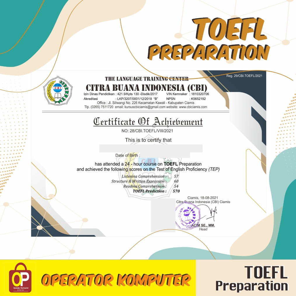 

TOEFL ITP PREPARATION RESMI TEKNIS ONLINE ART E6P9