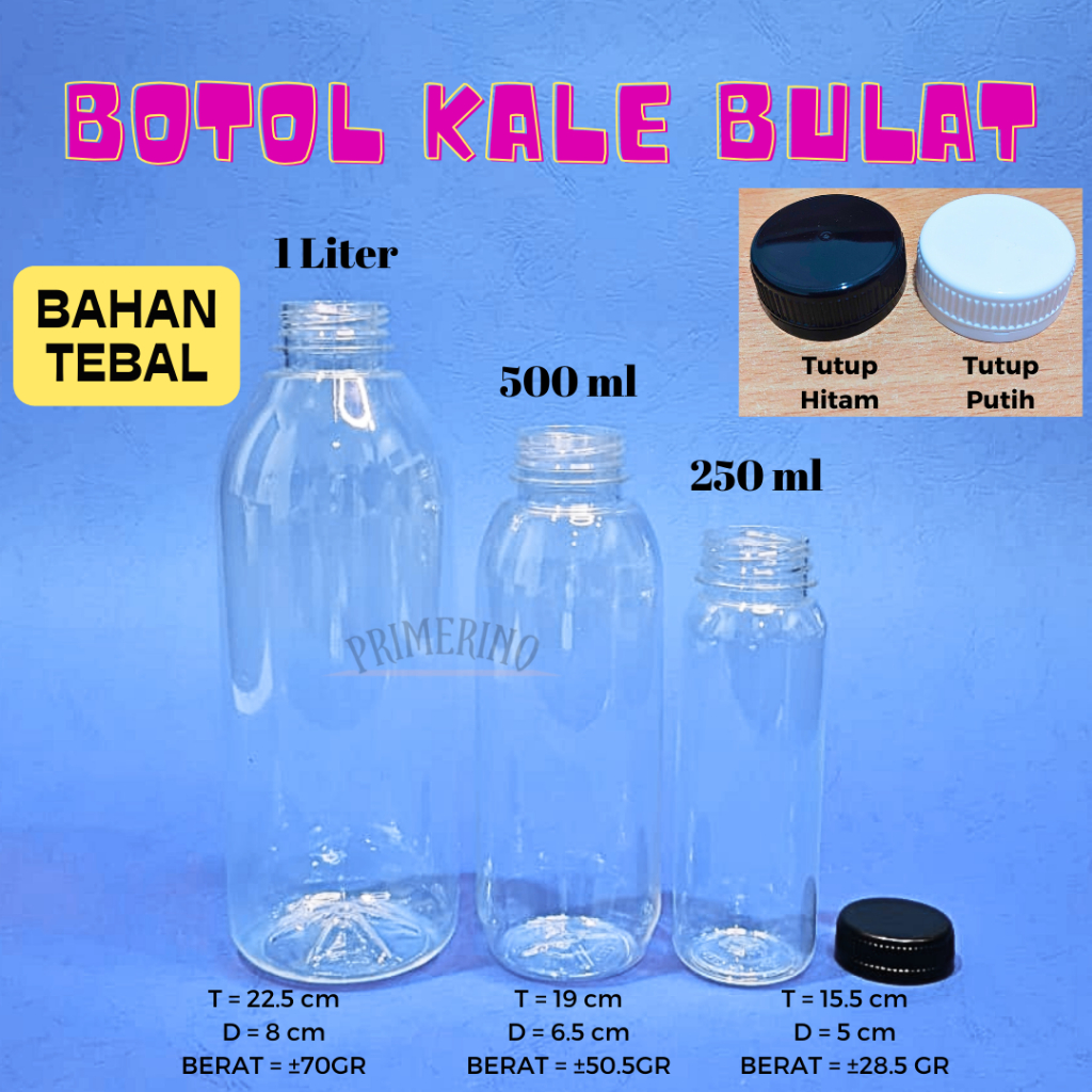 BOTOL KALE BAHAN TEBAL 250 ML 500 ML 1000 ML TRANSPRANT / BOTOL PLASTIK TEBAL / BOTOL MADU