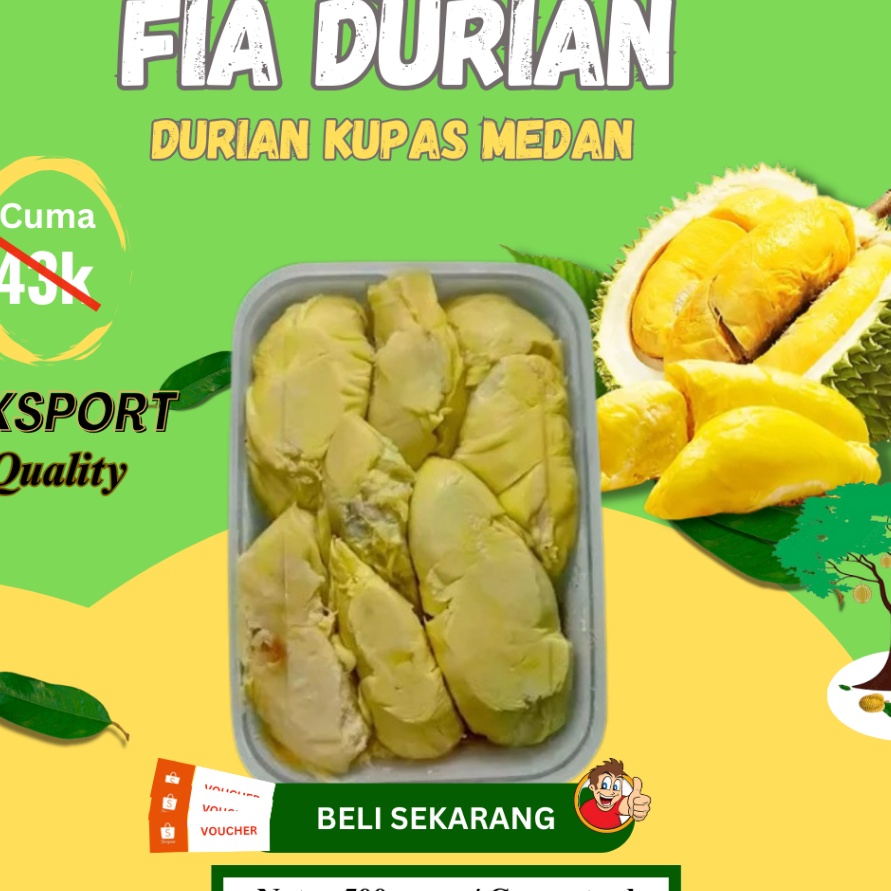 

TEBUS MURAH DURIAN KUPAS MEDAN 5grDURENDURPAS MEDANDURPAS MURAHDURIAN