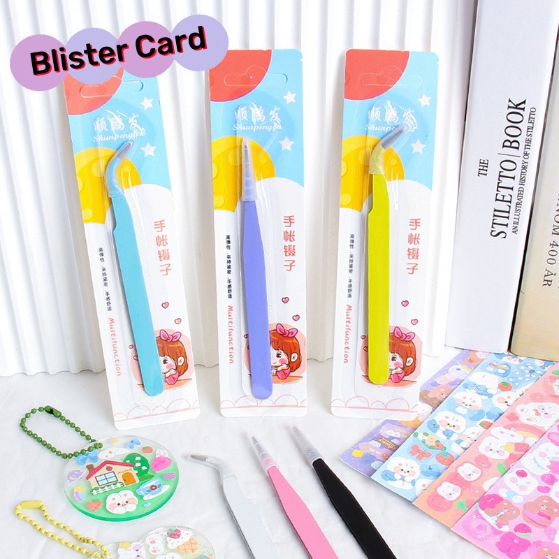 

Pinset sticker macaron Penjepit scrapbook Pinset bulu mata Tweezers jurnal Pinset lengkung gundam bengkok multifungsi