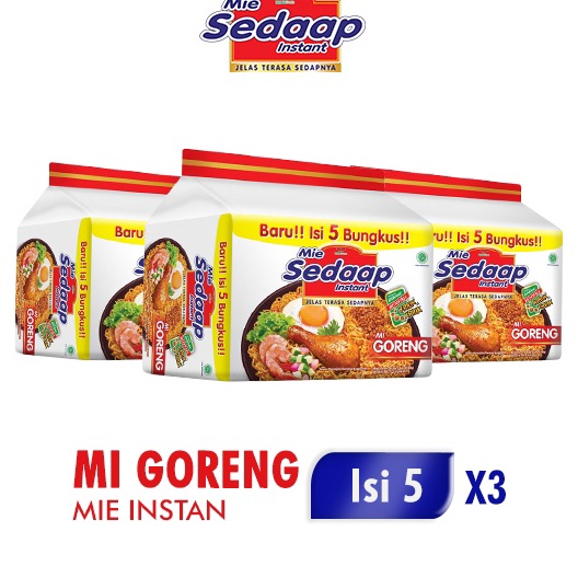

READY STOK Sedaap Mie Instan Goreng Isi 5 Bag 9 gr x3