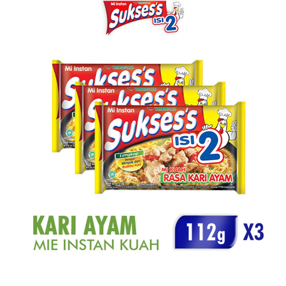 

TERMURAH Suksess Mie Instan Kari Ayam Bag 112 gr x3