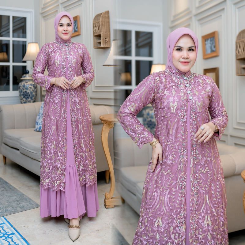 Gamis Cardigan Corneli Gliter Gamis Wanita Mewah Cocok Untuk Pesta Kondangan Gamis Bordir Kerancang