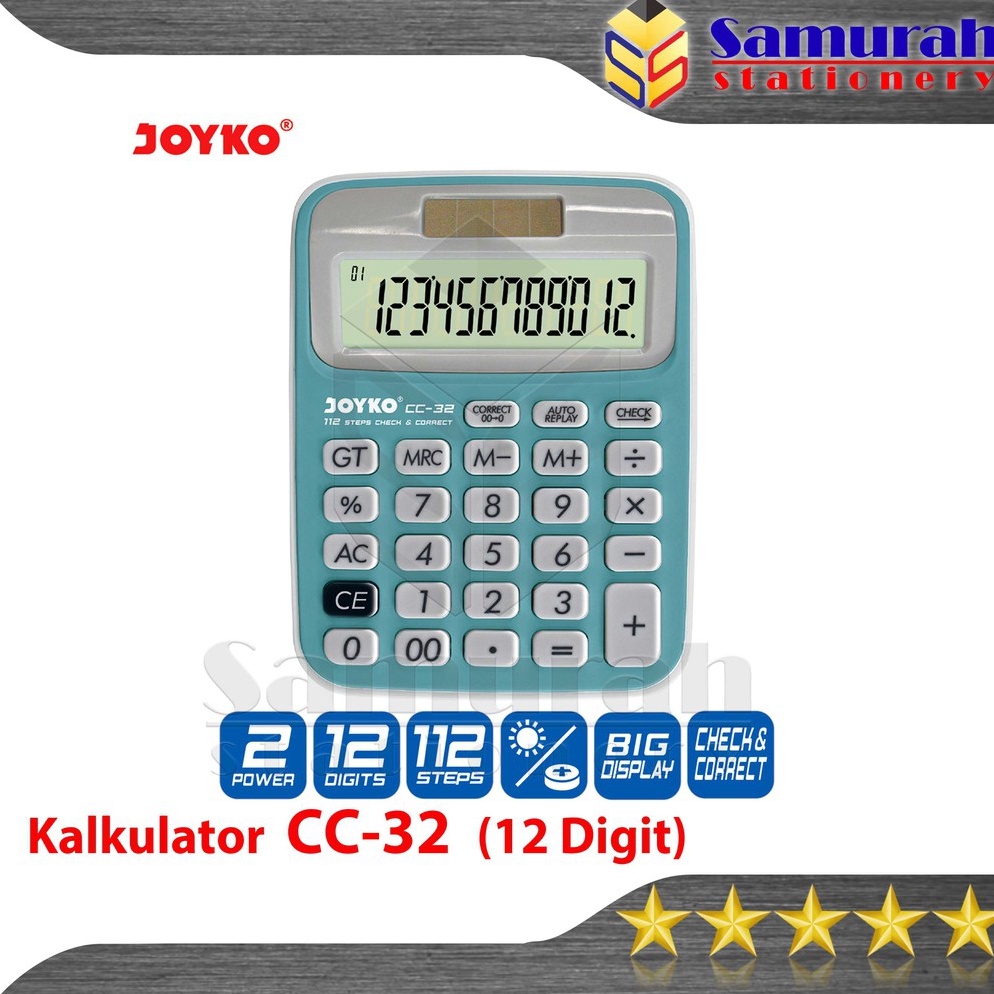 

Kalkulator Meja Joyko CC 32 Mesin Hitung CC32 Calculator 12 Digit Check Correct Big Display ART H8O2