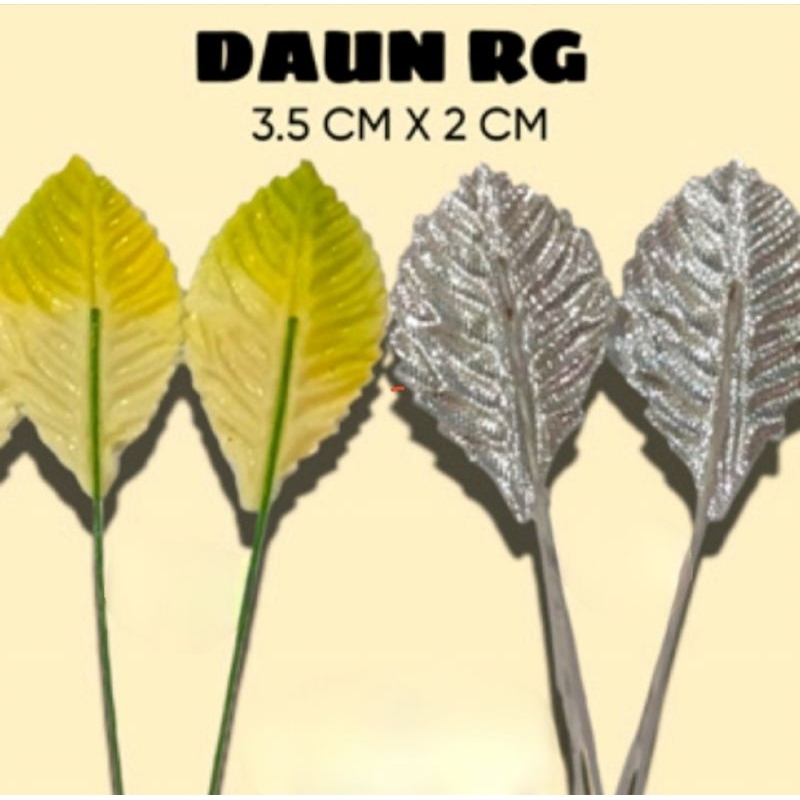 Daun R9 | Manik Manik Daun Tangkai Bahan Satin Dekorasi Hiasan Hampers Daun Silver Daun Perak Daun E