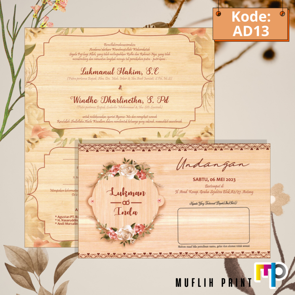 Blangko Undangan Pernikahan Kosong Murah + Amplop Undangan AD13