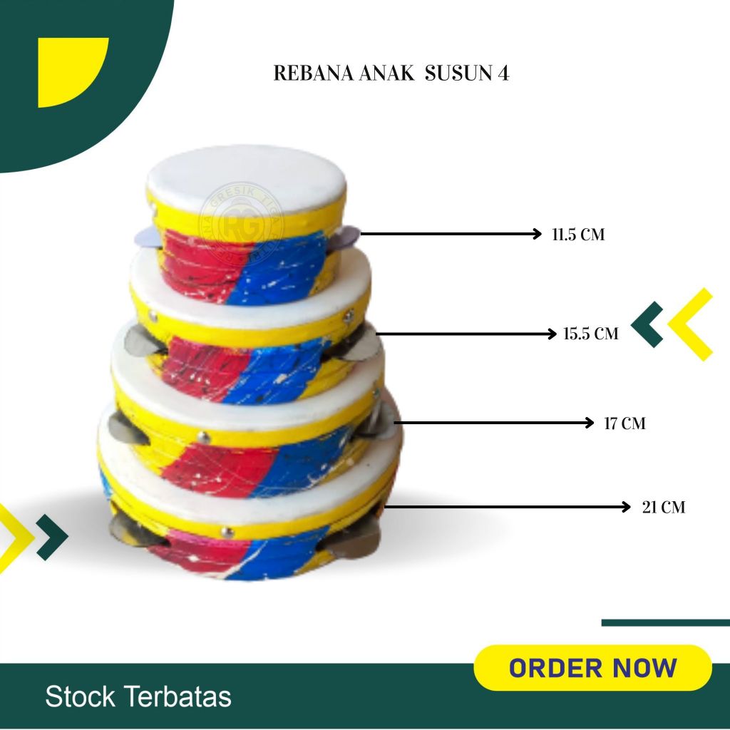 Rebana mainan isi 4 rebana anak hadroh anak alat musik rebana hadroh banjari terbangan banjari anak 