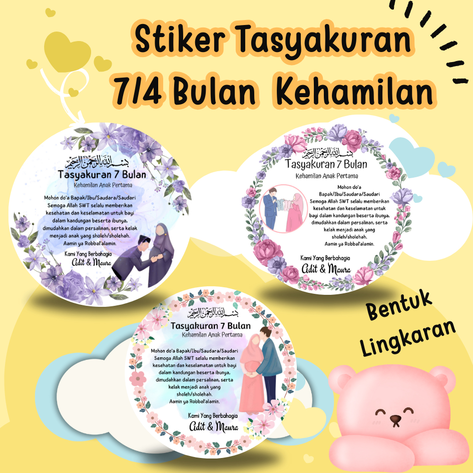 

P7/Stiker Tasyakuran 7bulan lingkaran/tasyakuran kehamilan/syukuran 4 bulan kehamilan