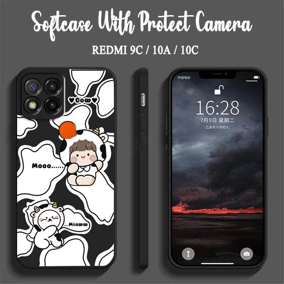 Softcase Macaron Motif Sapi [UV10] For Redmi 9C 10A 10C - Case HP Redmi 9C 10A 10C - Casing HP Redmi
