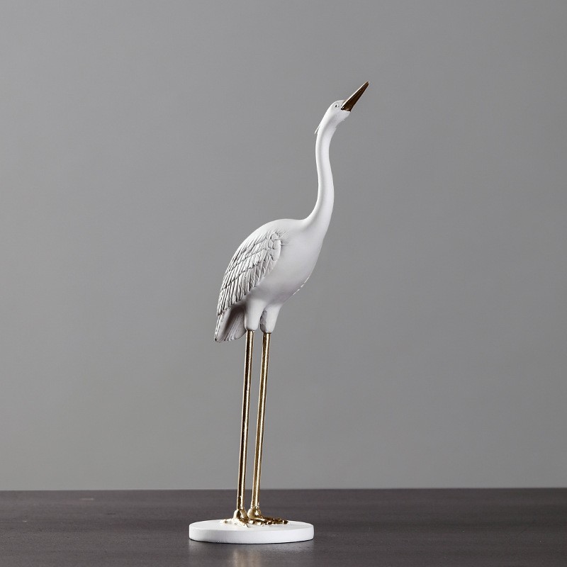 Pajangan Meja Burung Bangau Aesthetic / White Crane Statue Figure 2621