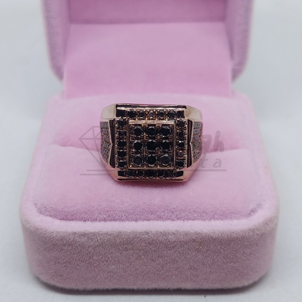 Cincin Berlian Pria Fashion Full Natural Berlian Hitam Asli Original Murah Intan Perak