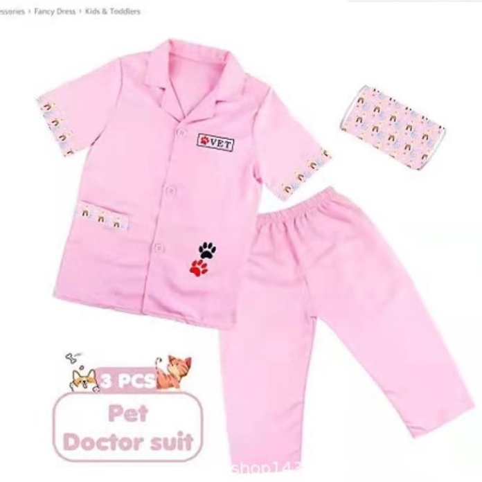 V44859 Baju Profesi Kostum Dokter Hewan Vet Anak Perempuan Laki Laki TK Paud