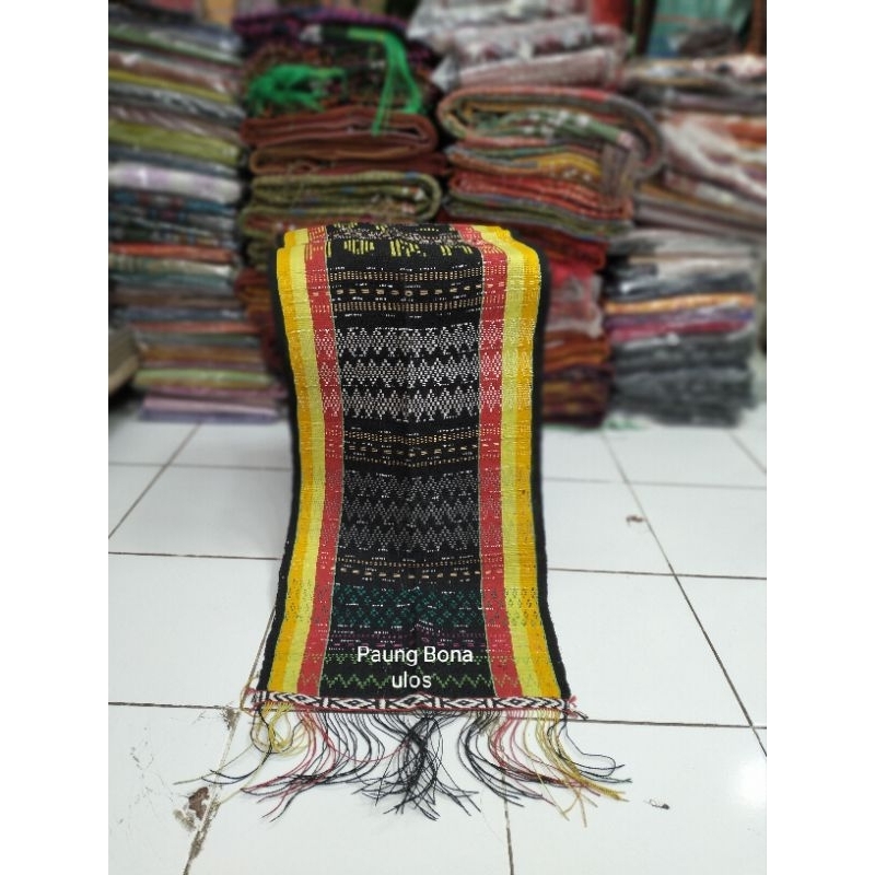 ULOS HANDE-HANDE MOTIF TARUTUNG TENUNAN TANGGAN WARNA HITAM MERAH/KUNING/KUNYIT SIRAK BALGA
