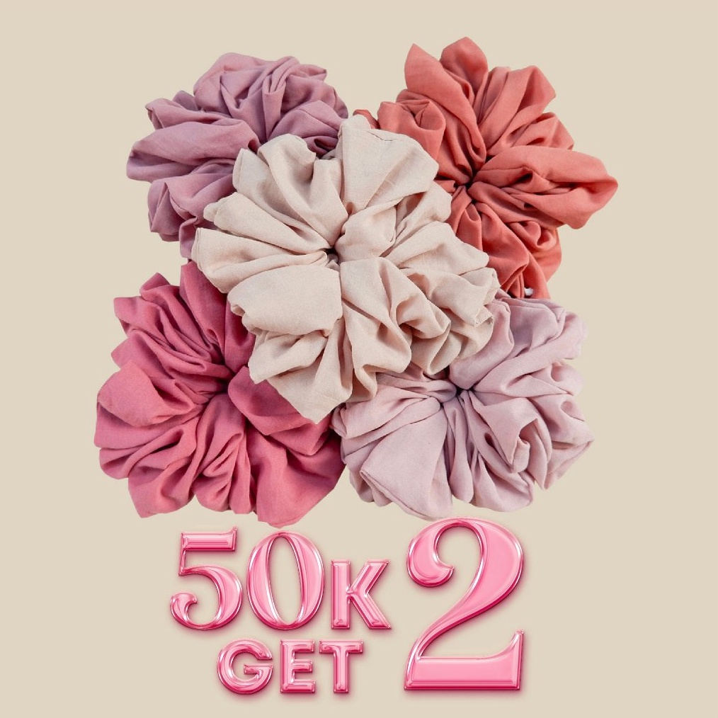 ART E1A Lozy Hijab  Scrunchie Plain Big 5K Get 2 Ikat Rambut Cepol Hijab