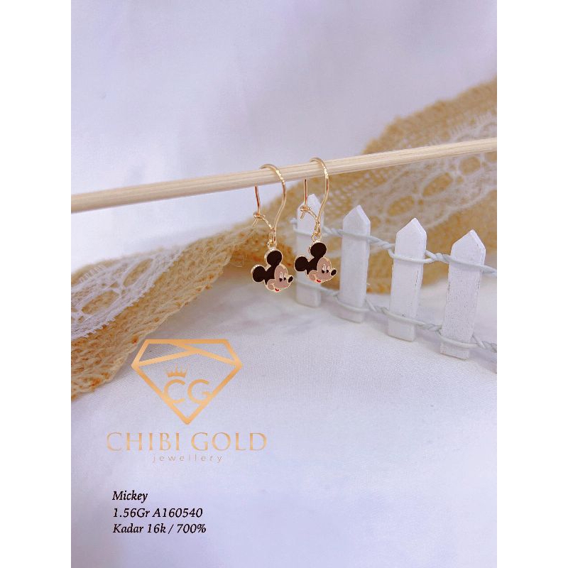 CHIBI - Anting mickey anak emas 700 kadar 16