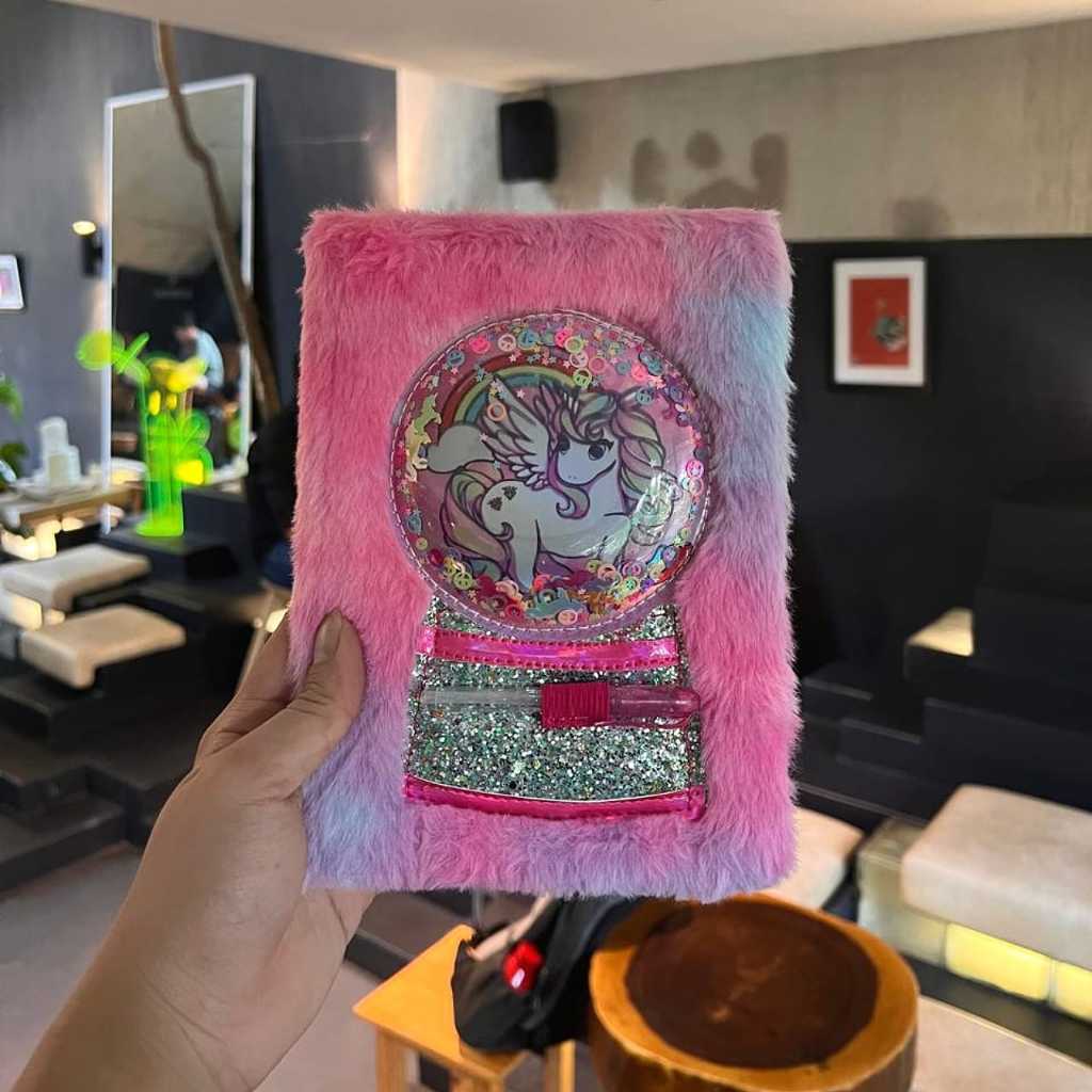

Buku Agenda Diary Catatan Note Book Motif Bulu Fur Karakter Unicorn Bolpen Pulpen Pen
