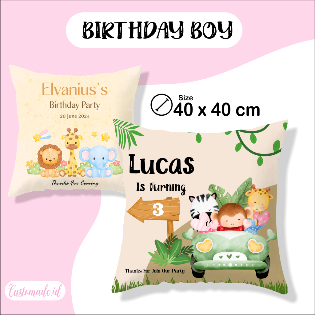 Bantal Ultah Anak Laki Laki 40x40cm / Hampers Ulang Tahun Anak laki / Kado Ultah Anak Laki