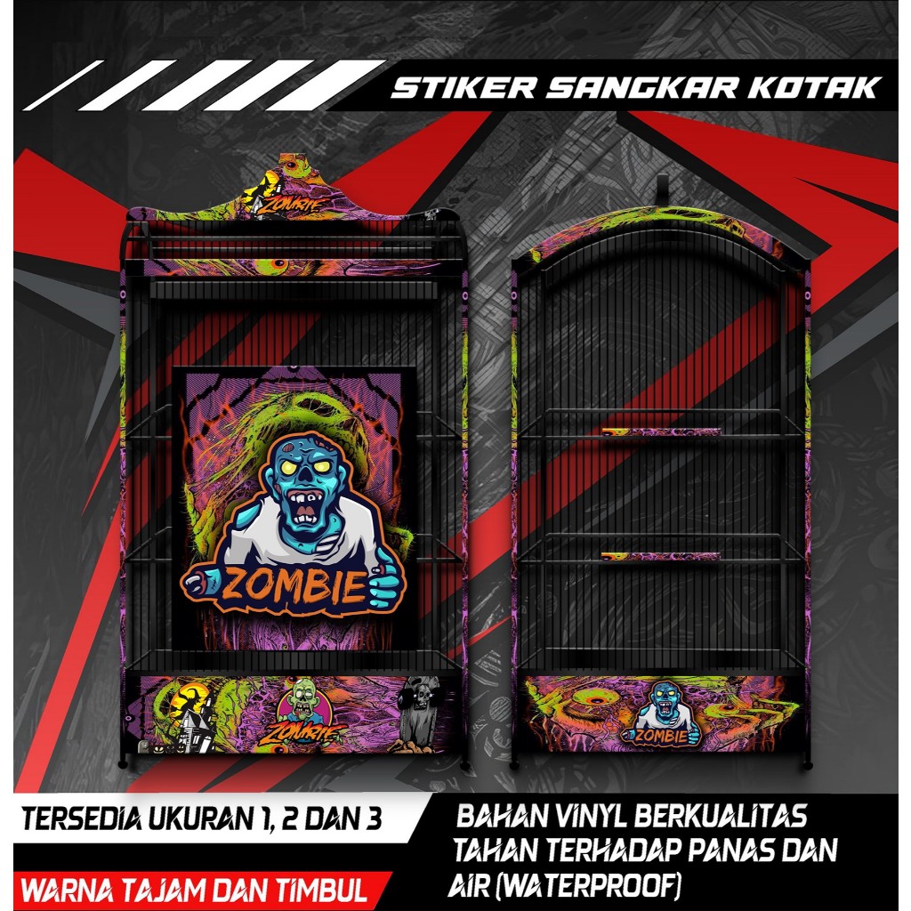 

Stiker Decal Sangkar Burung Kotak, Kosan, Koper, Kenari, Kacer, Cucak Ijo, Desain Zombie, Anti Air