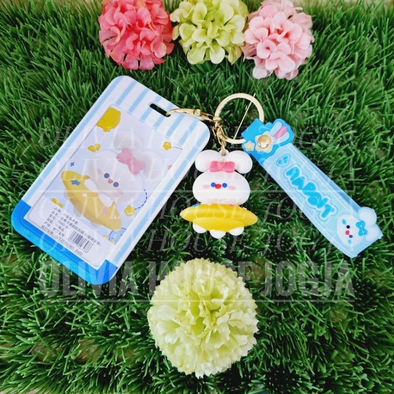 

ID Card Holder Rabbit Astronot Biru Gantungan Kunci Kelinci PC Holder Name Tag Rabbit Space