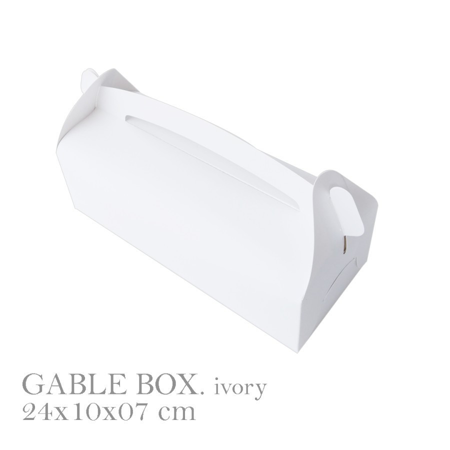 

( 10 pcs ) gable box putih polos kemasan bolu gulung dus jinjing packaging roll cake ukuran 24 x 10 x 7 cm