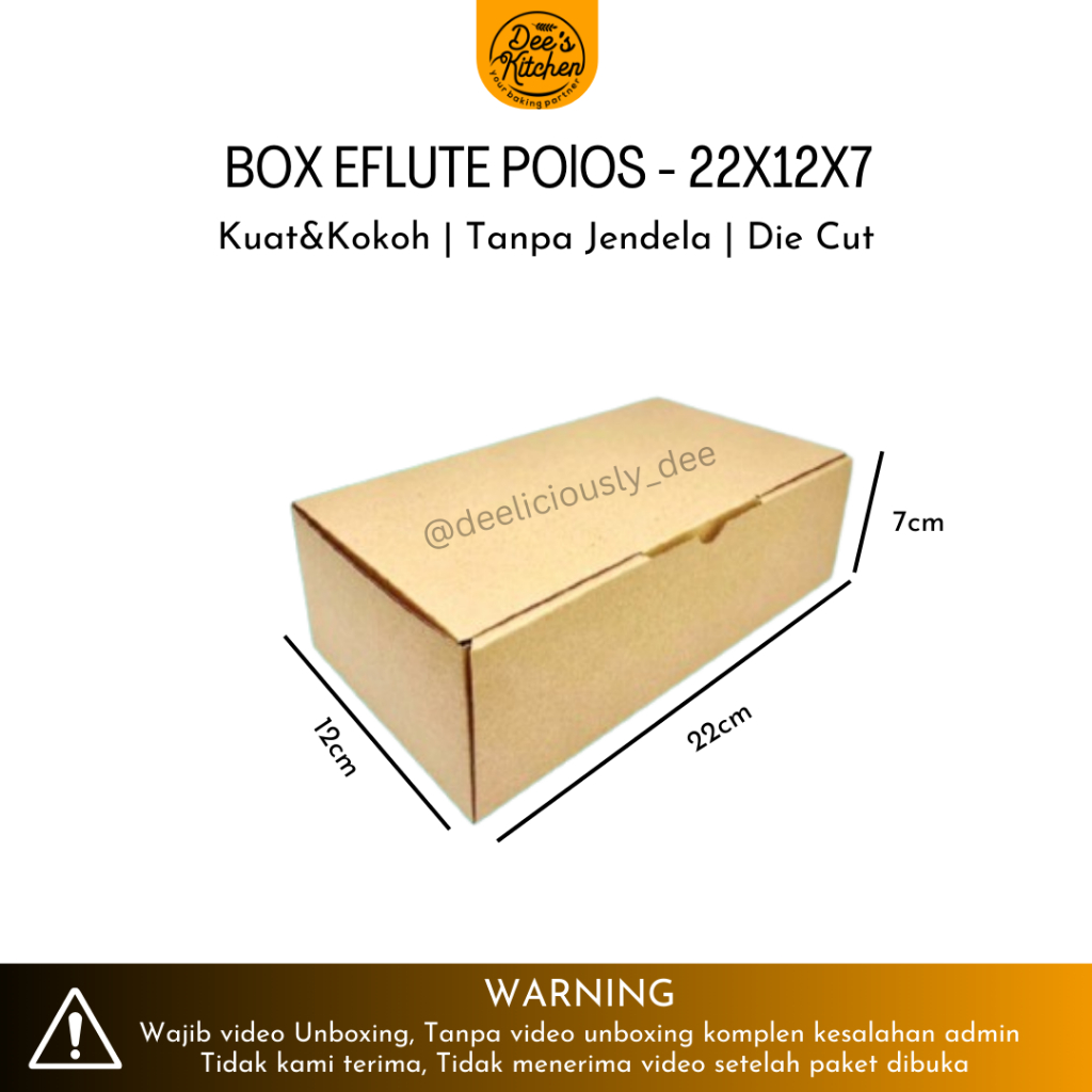 

[Satuan] Kardus Eflute Polos/Box Eflute Die Cut/Dus Brownies/Dus Hampers - 22x12x7 - 10pcs