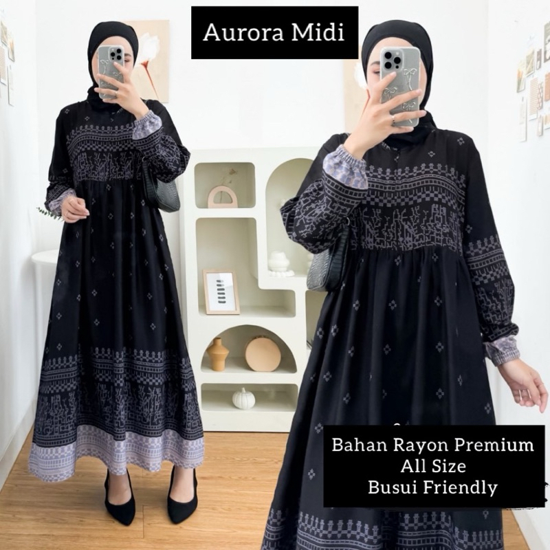 MIDI DRESS WANITA RAYON  / GAMIS RAYON ADEM BUMIL BUSUI FRIENDLY JUMBO-1