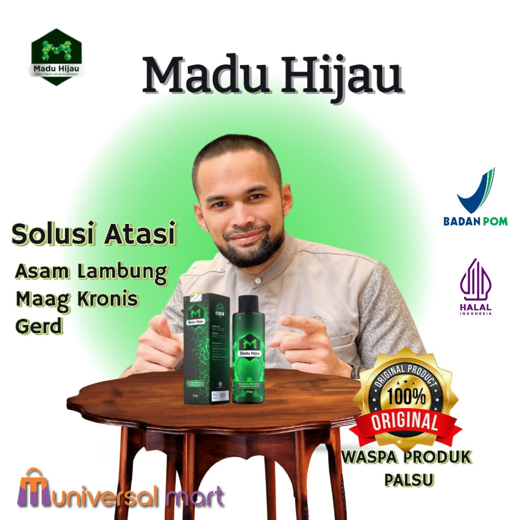 MADU HIJAU ASLI MADU ASAM LAMBUNG ORIGINAL 100% HERBAL ASAM LAMBUNG MAAG KRONIS 210 GRAM
