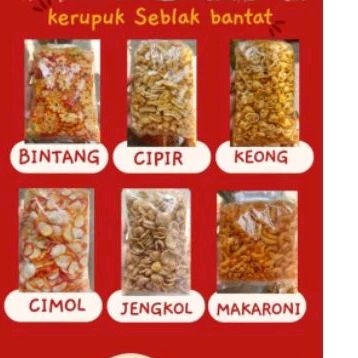 

(KEONG, MAKARONI-KEMASAN 1/4 KG) KETAT/KERUPUK BANTAT/SEBRING/SEBLAK KERING/SEBLAK BANTET PEDAS