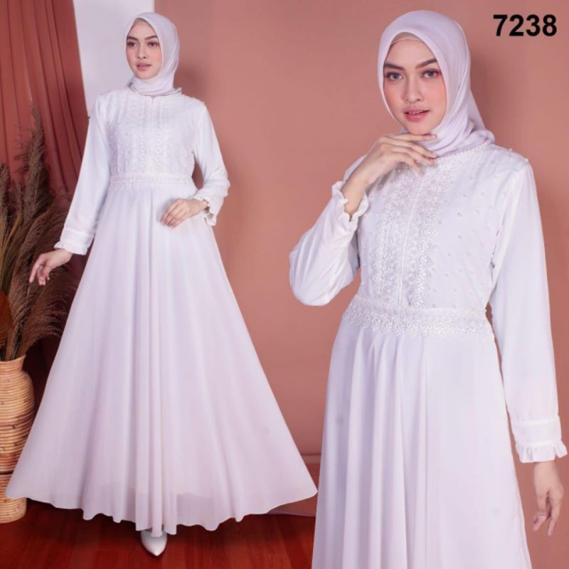BUSANA muslim wanita/Baju gamis putih(Busui friendly)