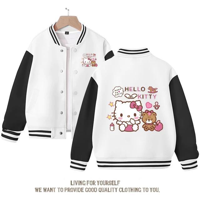 Jaket Varsity Anak Jaket Baseball Kancing HELLO KITTY Jaket Cewek Cowok Murah Baju Hangat Jaket Kore