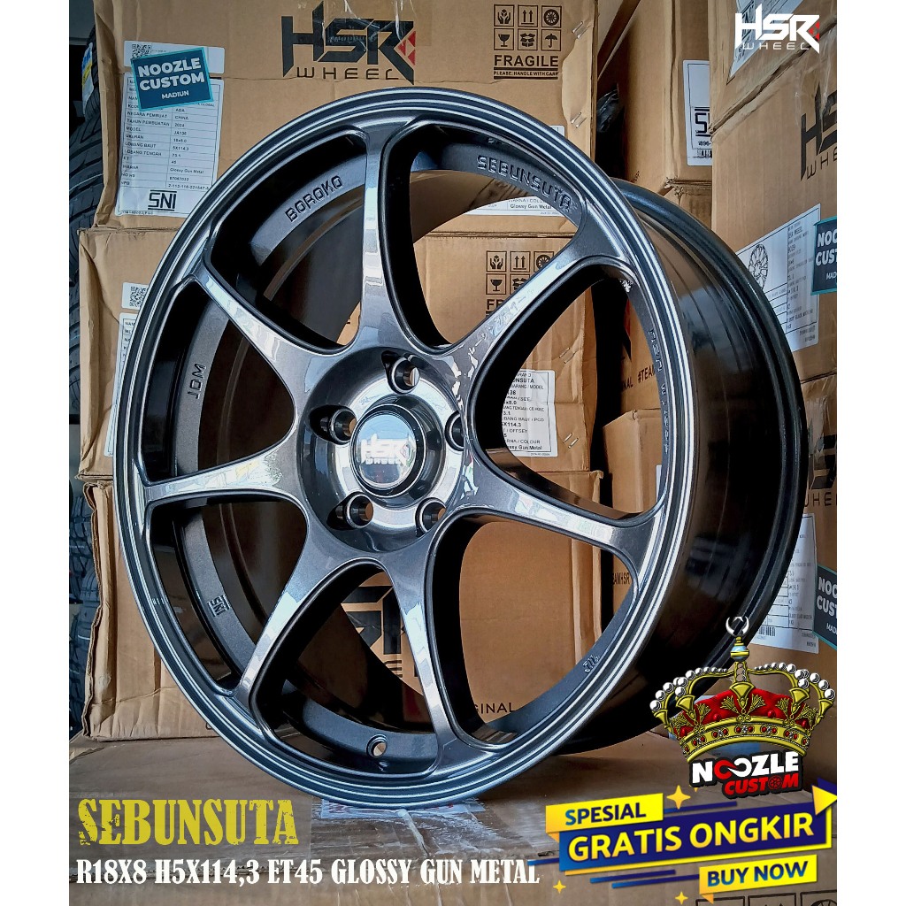 Velg Mobil INNOVA REBORN BENSIN R18 HSR SEBUNSUTA Pelek Racing HSR Ring 18 Lubang 5