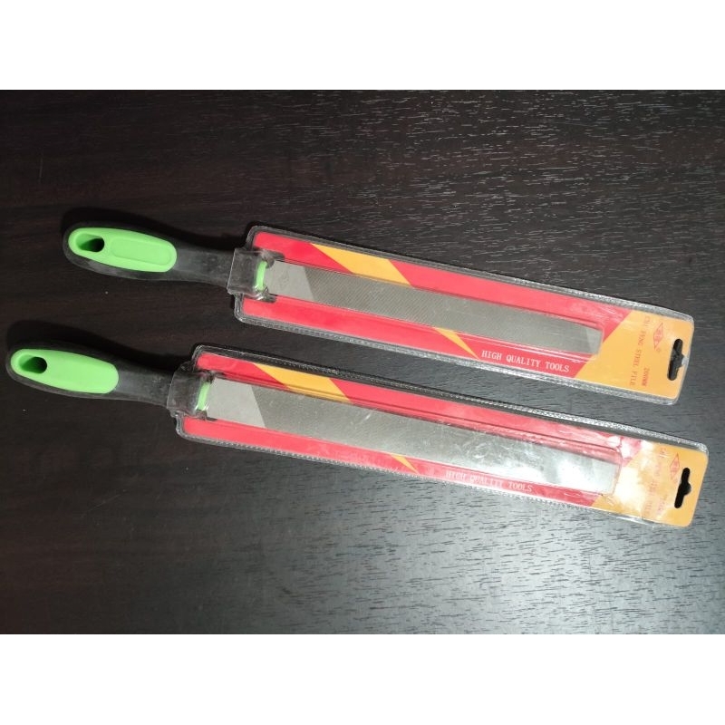kikir besi plat datar handle karet 10"