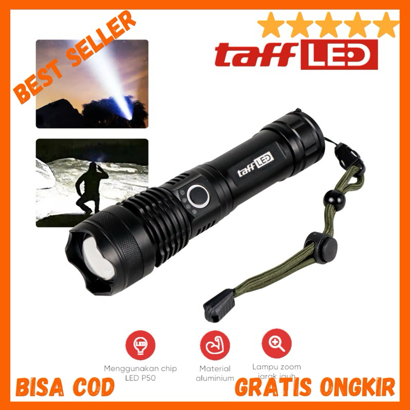 Senter LED Long Range Zoom USB Rechargeable P50