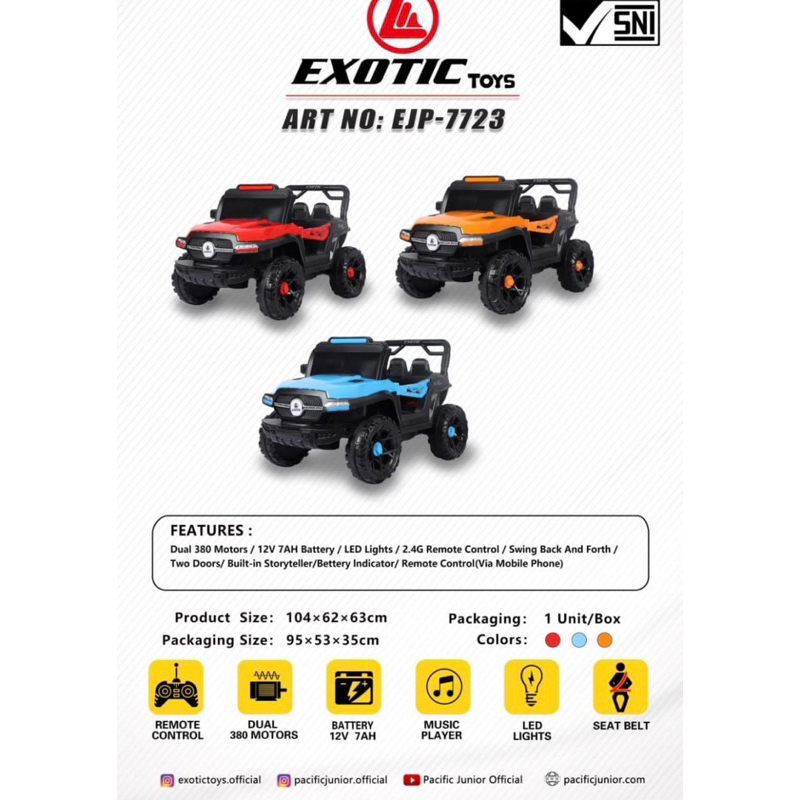Bisa cod || Mobil Aki Exotik jeep EJP 7723 Mobil aki remot control