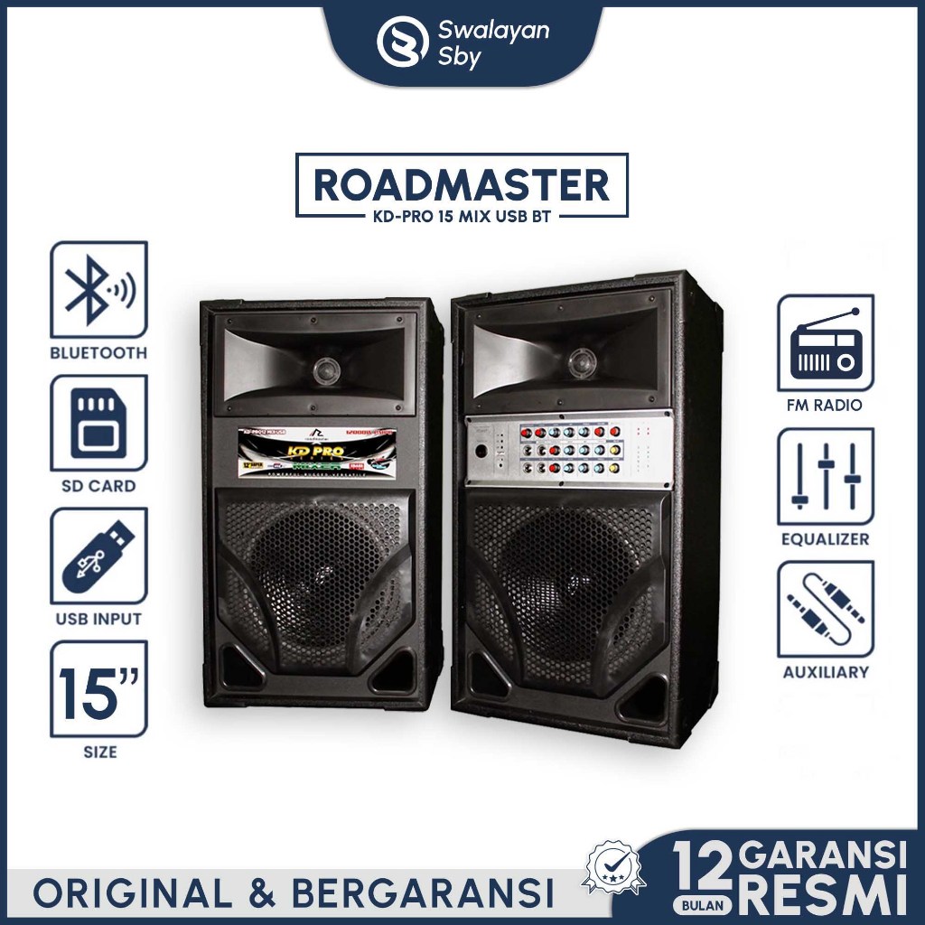 SPEAKER BLUETOOTH ROADMASTER KD PRO 15 MIX USB GRATIS SERVICE 12 BULAN