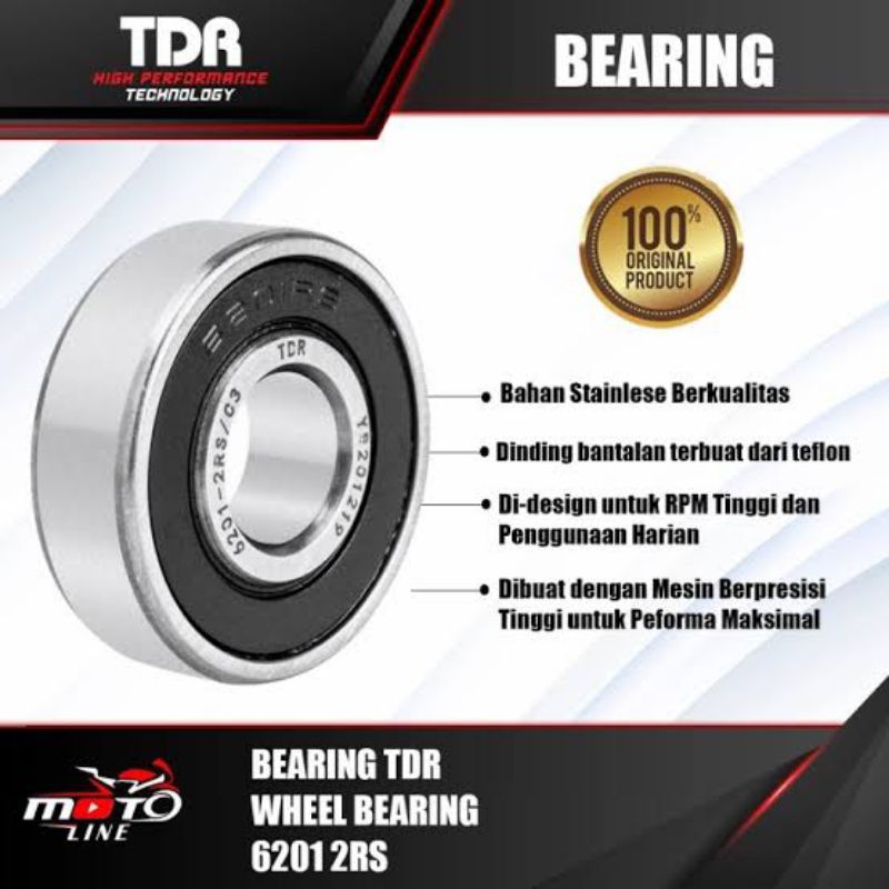 BEARING LAHER RODA DEPAN BEAT VARIO SCOOPY TDR 6201-2RS ORIGINAL