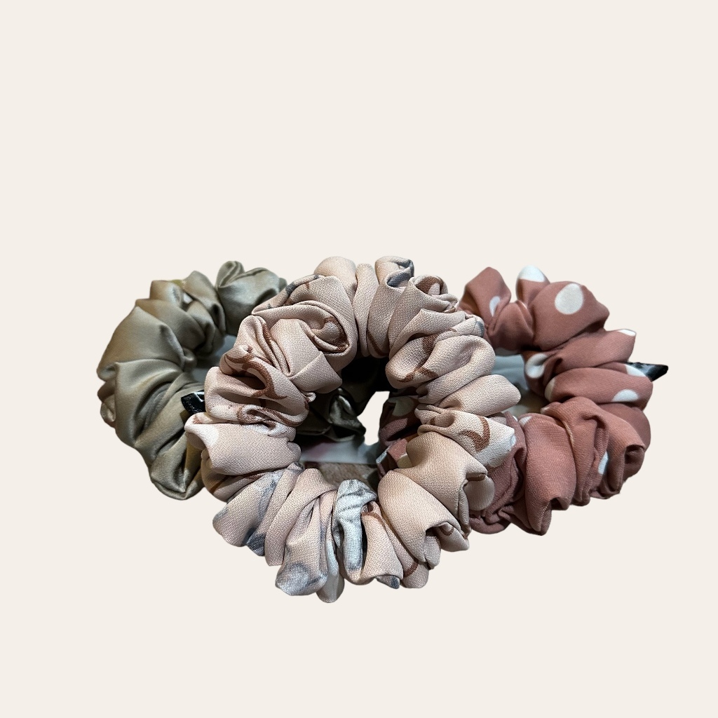 Scrunchie Satin isi 3 pcs – Kunciran Rambut Korea Aesthetic Hairband