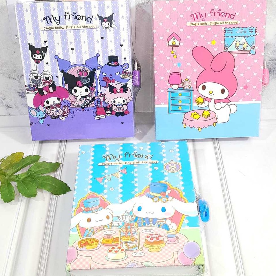 

New Promote Buku Gembok SANRIO Super Lucu Spesial isi 9 hal MURAH ready 3 Variant Buku Tulis SANRIO model Kunci gembok Kuromi Melody Cinnamorol Imut Unik BEST QUALITY bisa COD