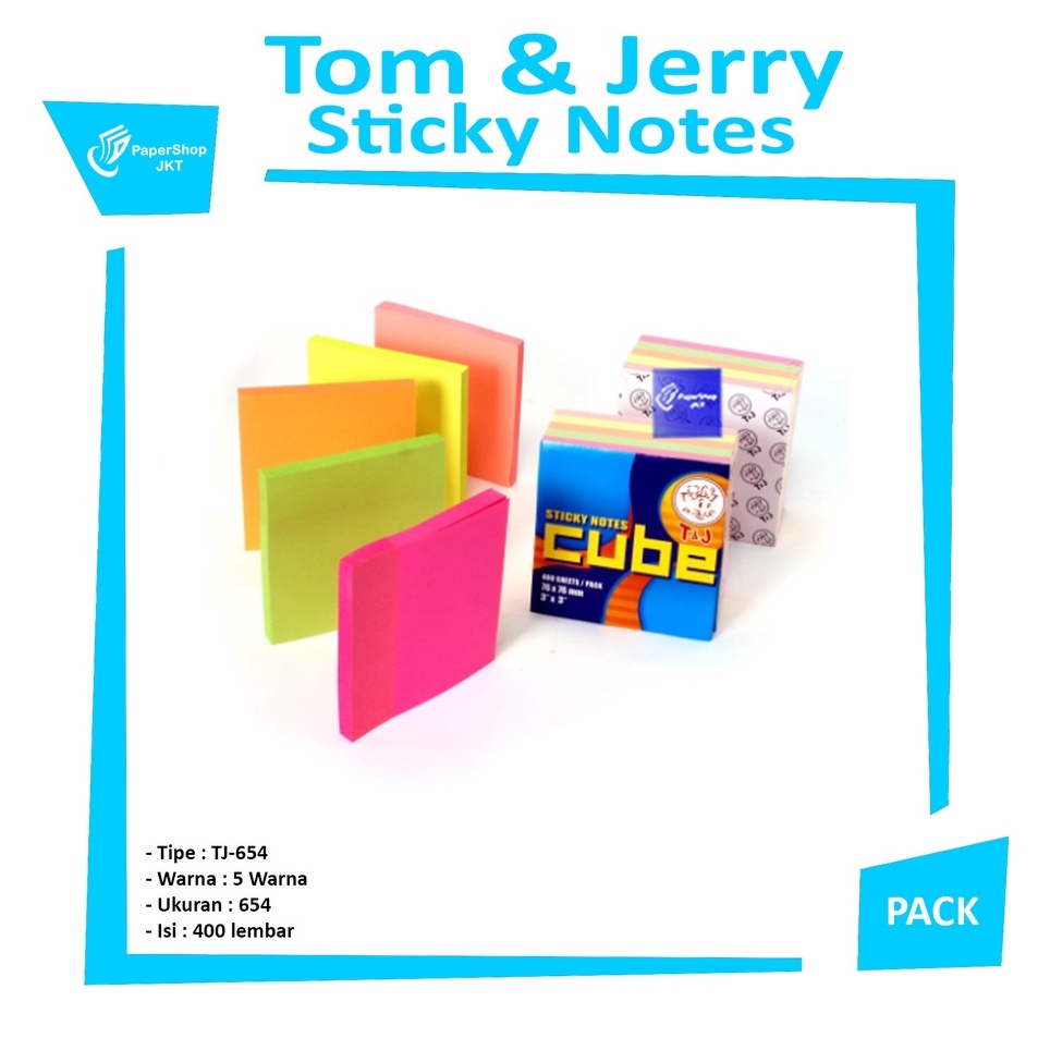 

Spesial Price TOM JERRY Sticky Notes Warna Cube TJ 654 PCS