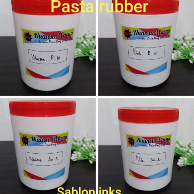 

Lebih Irit Pasta sablon rubber putih dan warna