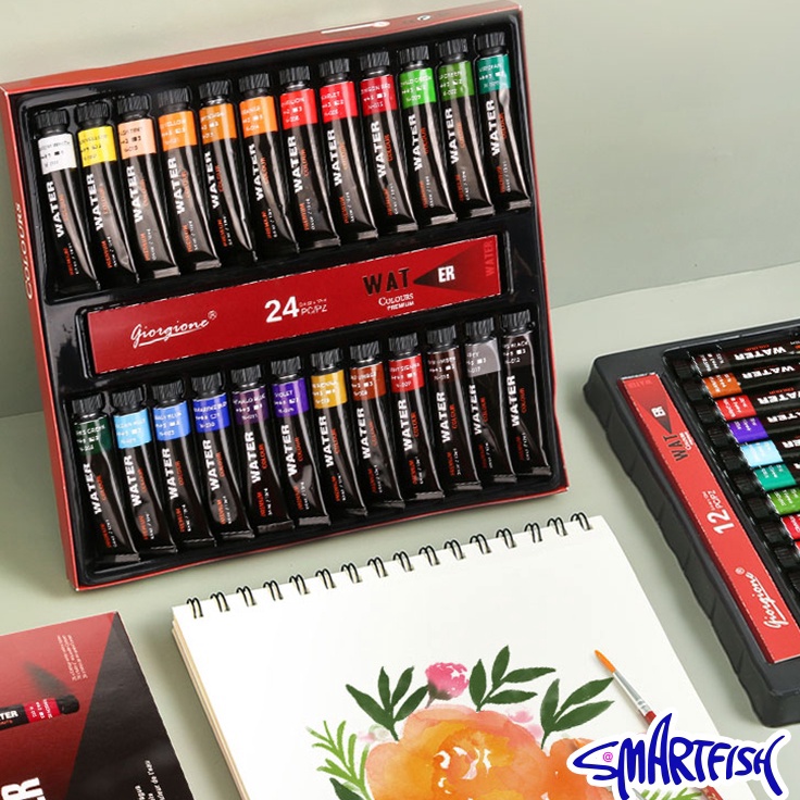 

Produk Terkeren Smartfish Watercolor Paint Set Paket Cat Air Melukis 24 Warna 12mlbotol