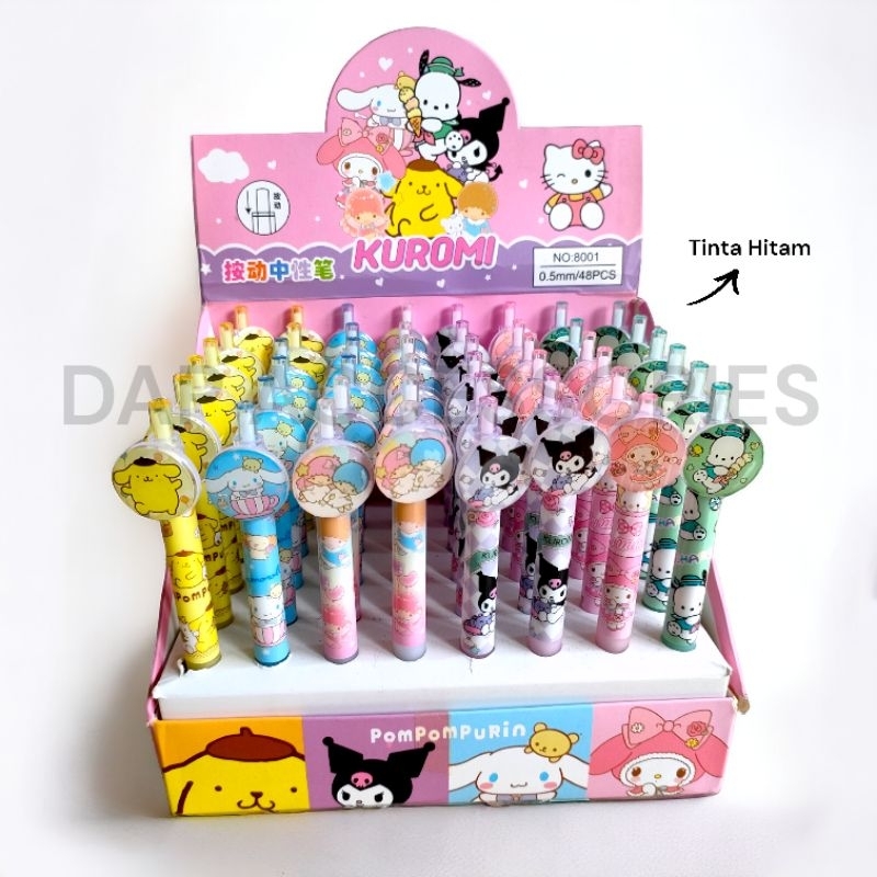 

Pulpen cetek Sanrio tinta hitam / pulpen kuromi / pulpen cinnamoroll/ pulpen melody