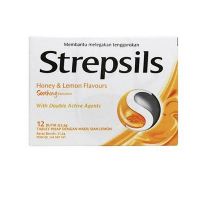 

Strepsils lozenges HONEY LEMON permen sakit tenggorokan/gatal isi 12