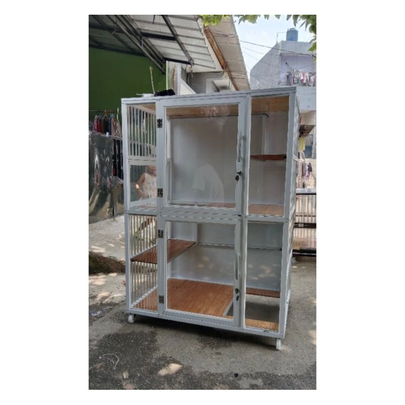 kandang kucing 2 tingkat aluminium