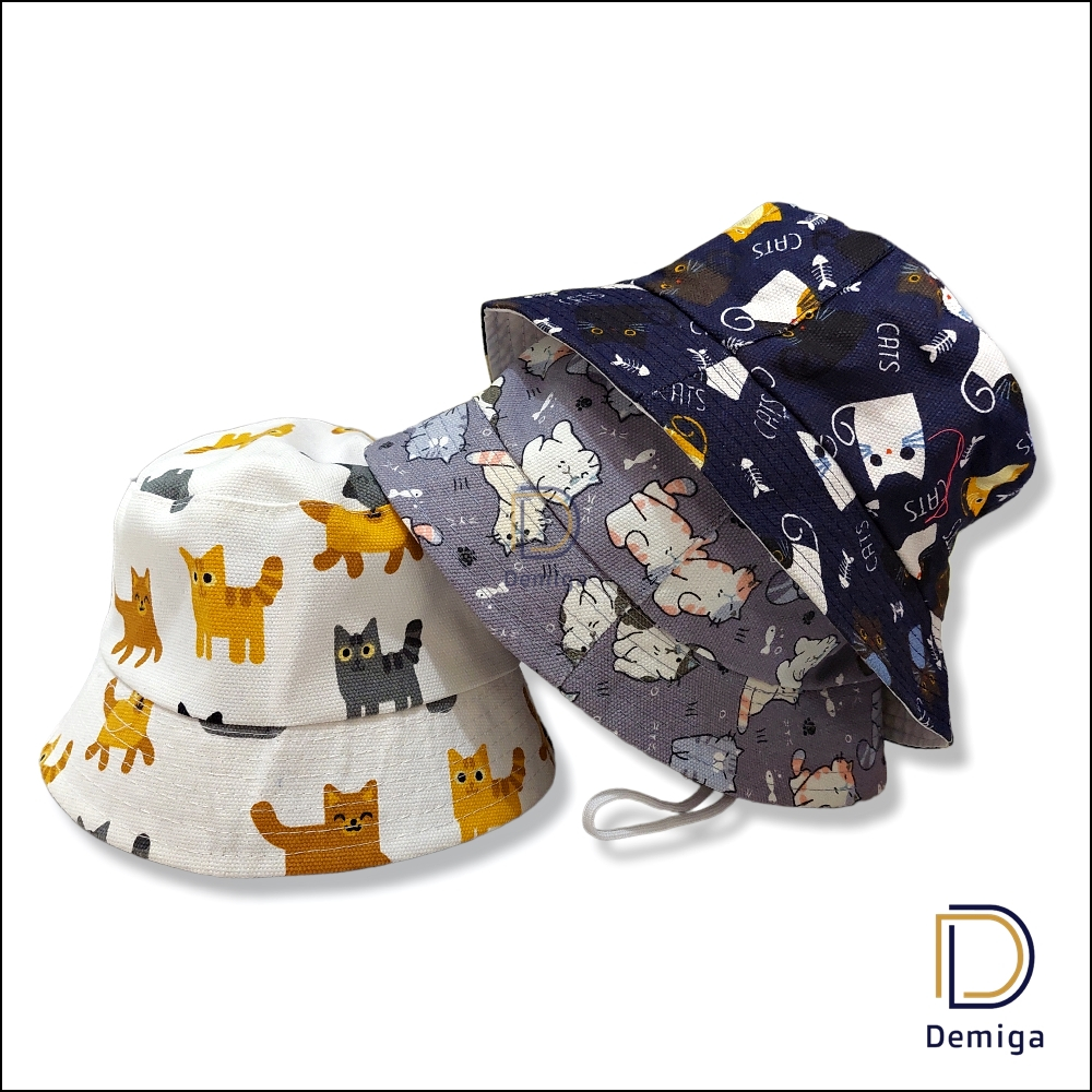 Topi Bucket Hat Anak Laki Laki Perempuan Karakter Hewan Bahan Kanvas Tebal Keren Ada Tali Motif Umur