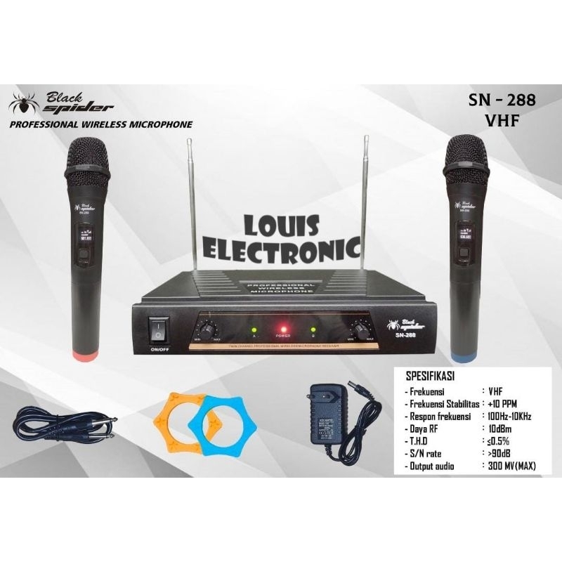 Mic Microphone Wireless Black Spider SN288 SN-288 2 Mic Handheld