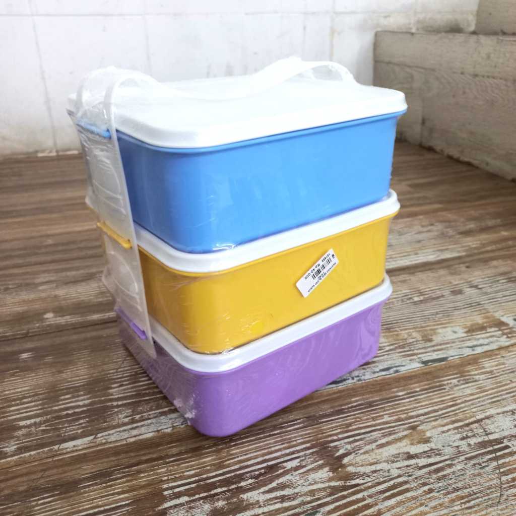 Rantang Segi Glory Susun 3 Kirei |  Rantang / Tempat Penyimpanan Makanan Plastik 3 Susun
