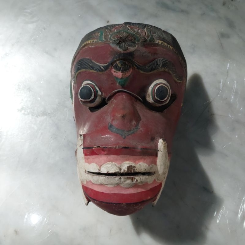 Topeng Tari Kayu Jawa Buto Merah Tua Lawas