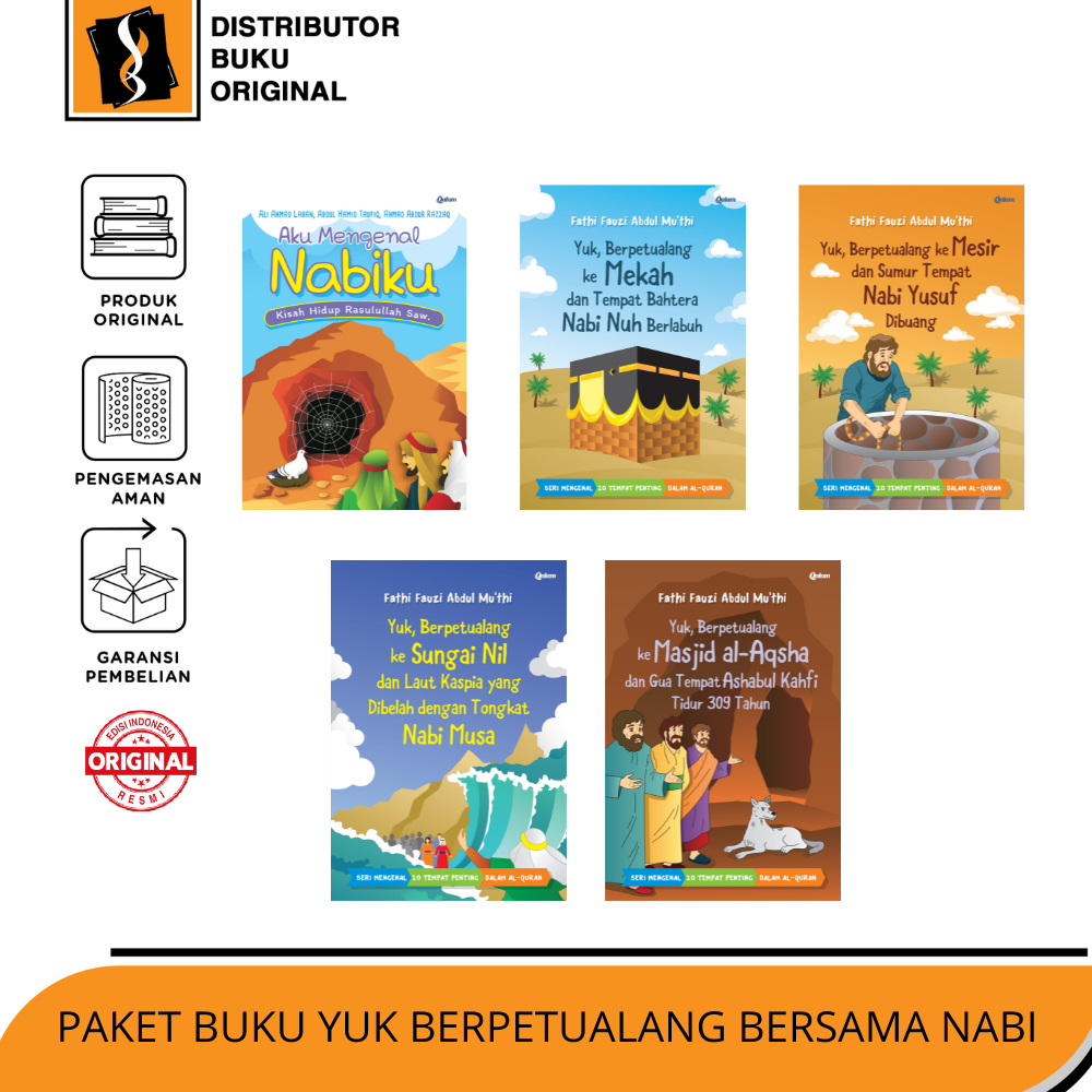 

PAKET BUKU YUK BERPETUALANG BERSAMA NABI, (Aku mengenal nabiku). yuk berpetualang kemekkah, ke mesir, ke sungai nil dan masjidil aqsha