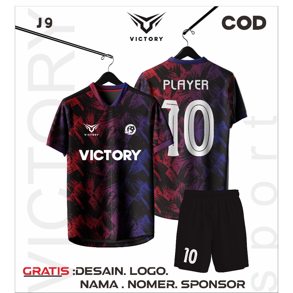 JERSEY FUTSAL CUTOM FULL PRINTING FREE NAMA NO PUNGGUNG MOTIF GRADASI PINK BIRU KEREN MURAH